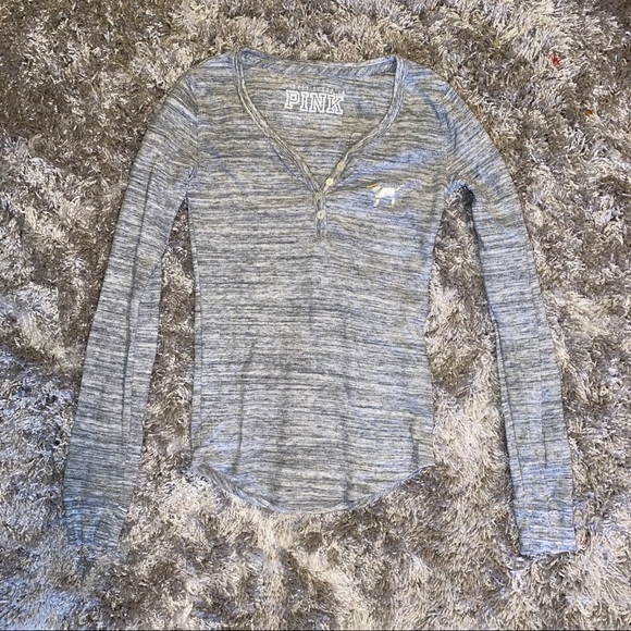 Gray long sleeve lounge shirt - Picture 1 of 6